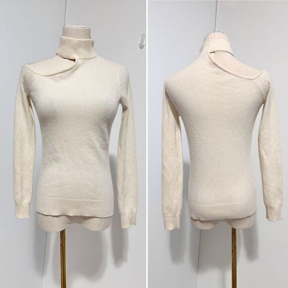 Antonio Melani Tina Cutout Cashmere Sweater Ivory XS Contemporary Minimalist - Picture 2 of 8